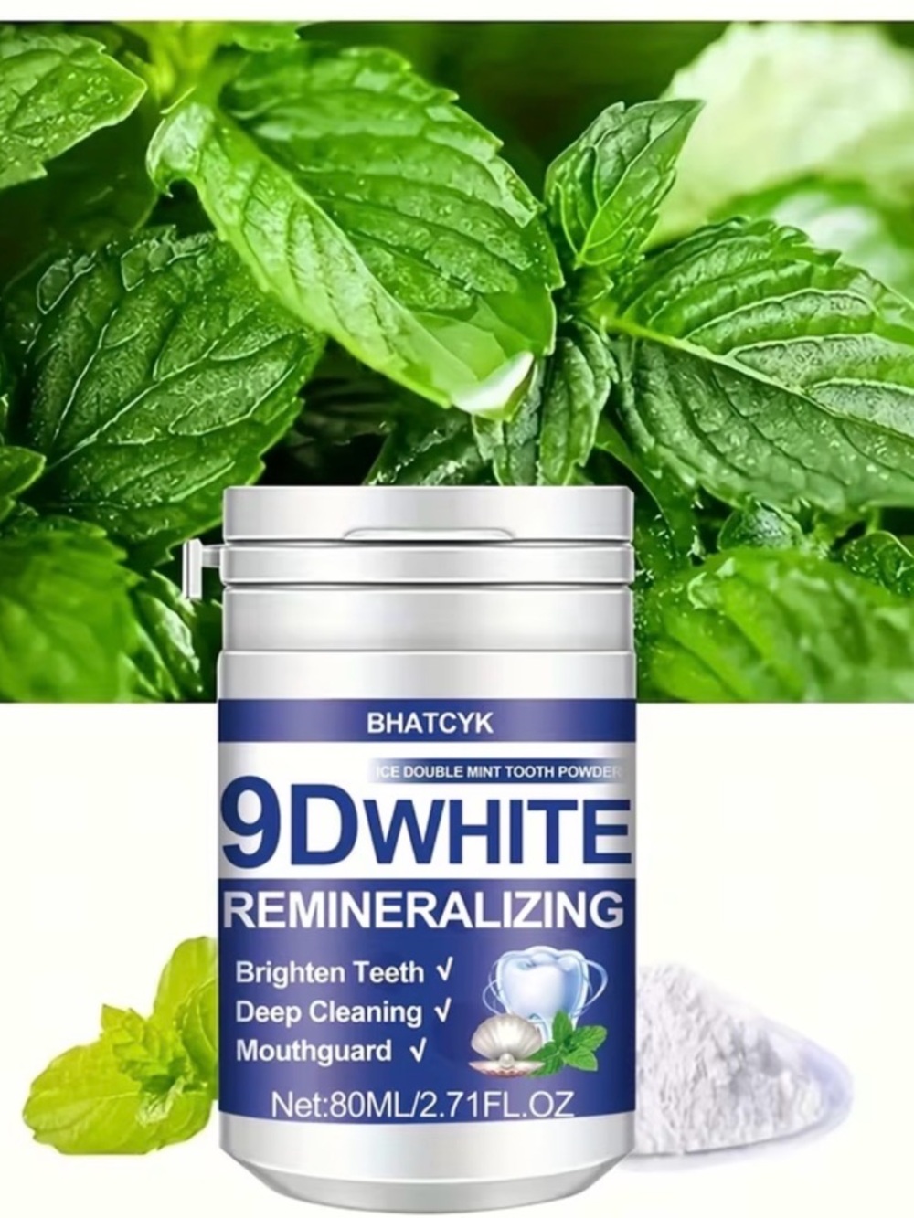 9DWHITE Remineralizing Tooth Powder - Mint (Green)